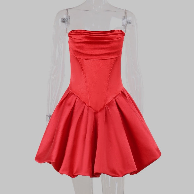 Chic Strapless Mini Dress with Flared Skirt