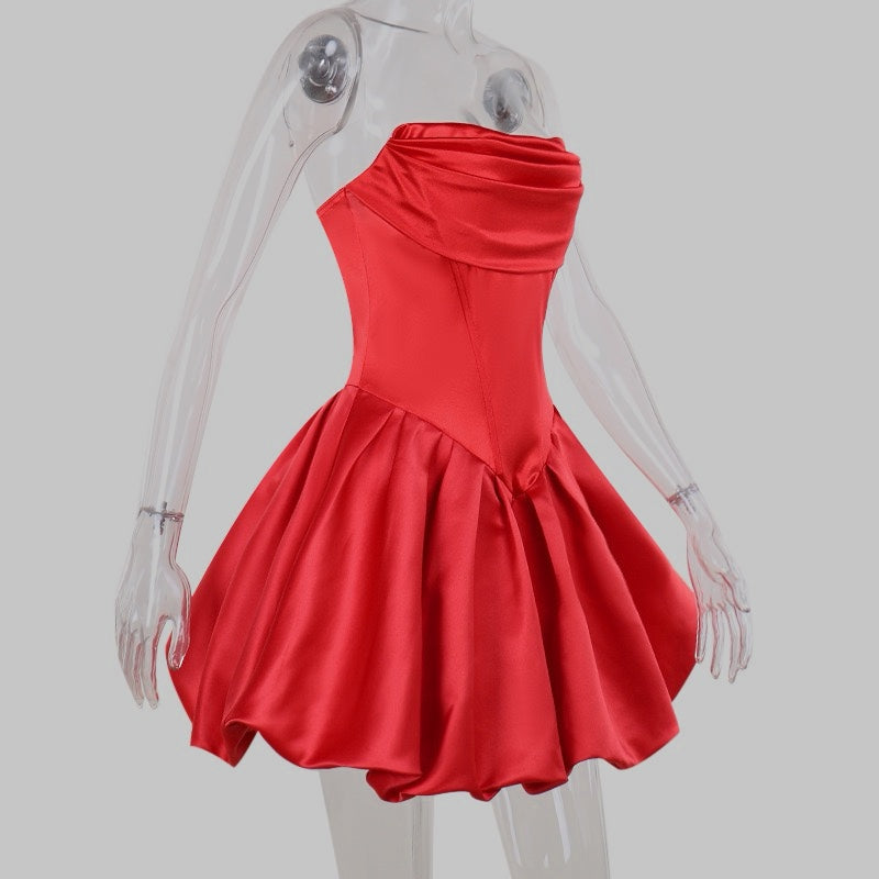 Chic Strapless Mini Dress with Flared Skirt