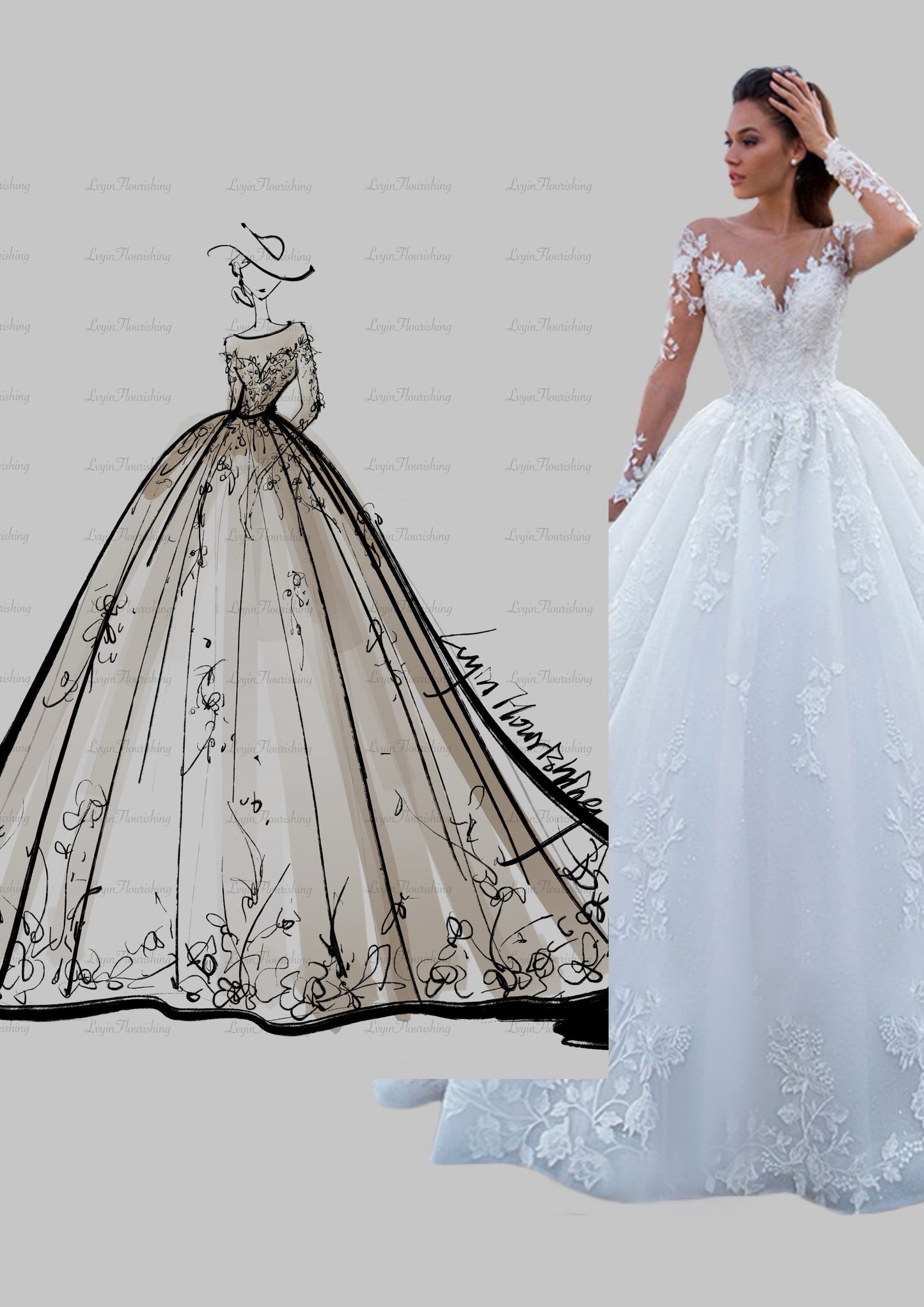 Enchanting Full-Length Lace Bridal Gown