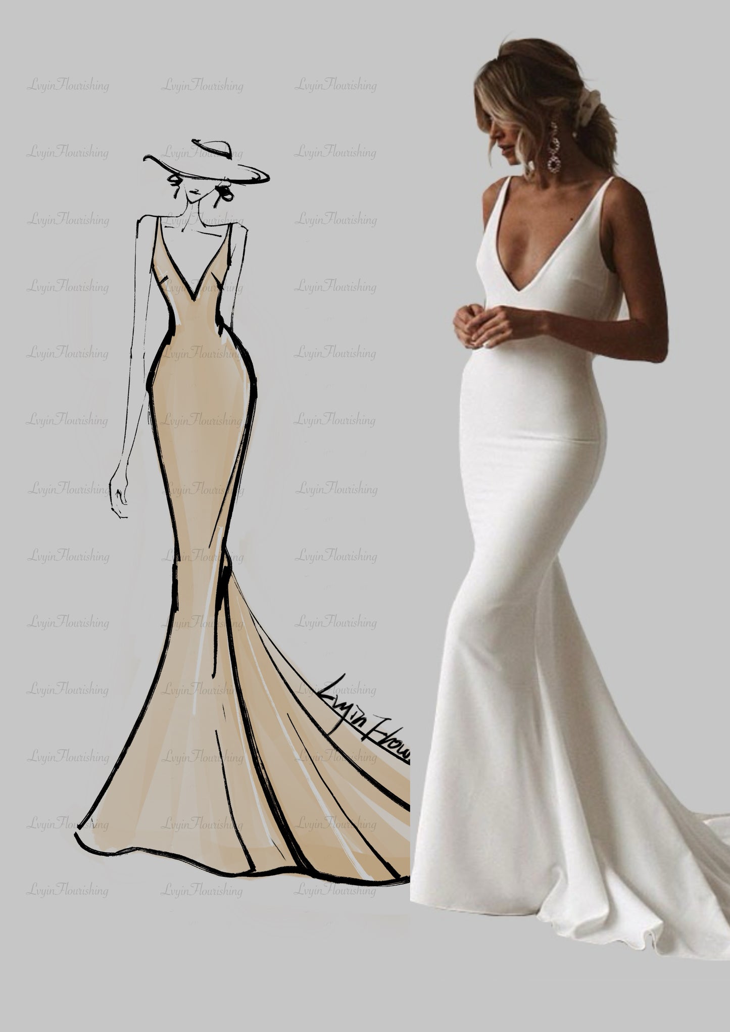 Timeless Satin V-Neck Mermaid Wedding Dress