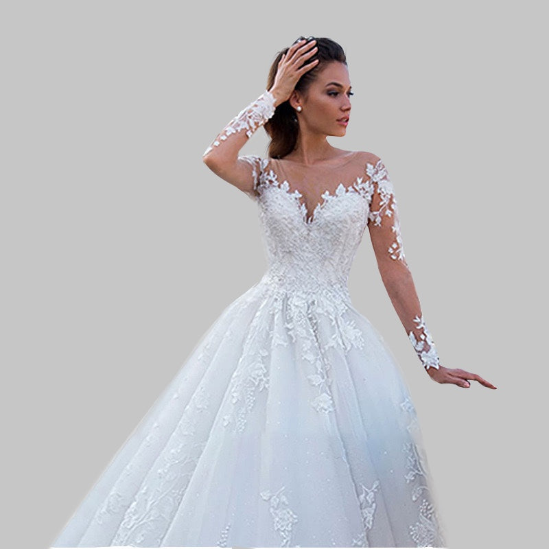 Enchanting Full-Length Lace Bridal Gown