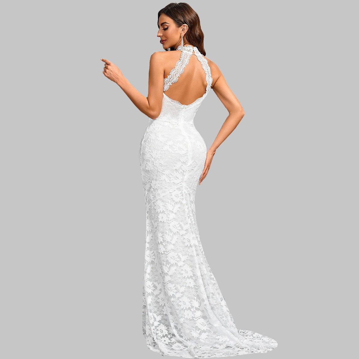 Lace Halter Neck Wedding Dress