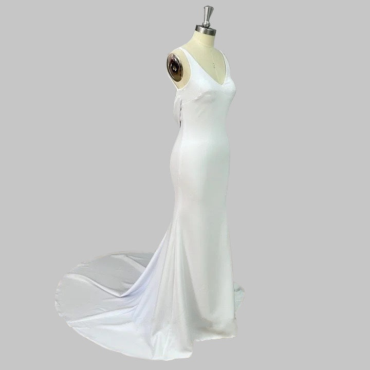 Timeless Satin V-Neck Mermaid Wedding Dress