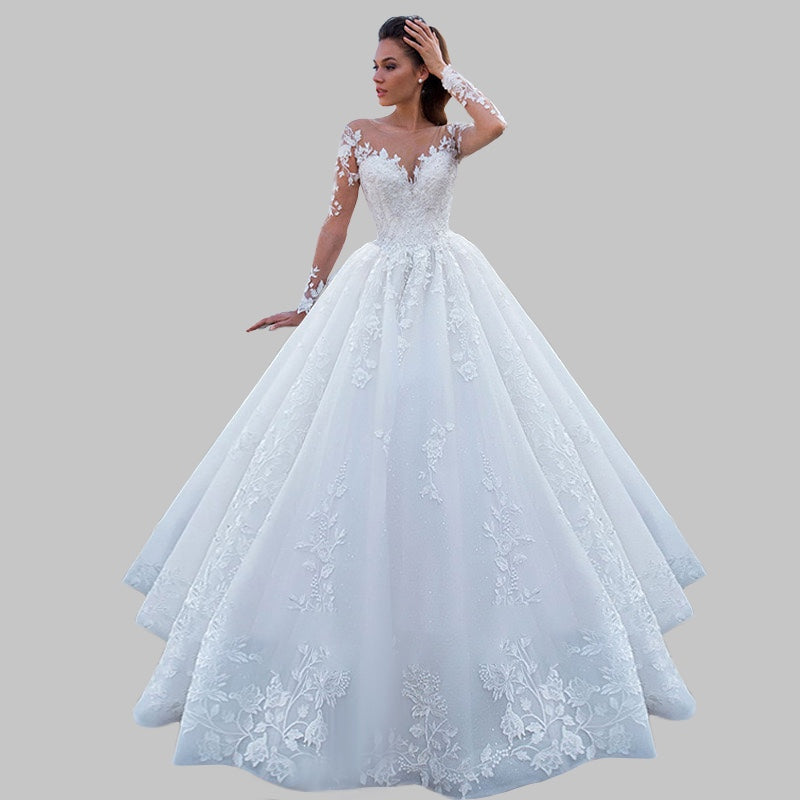 Enchanting Full-Length Lace Bridal Gown