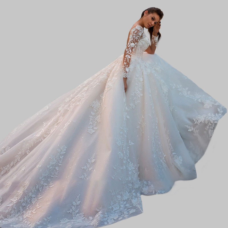 Enchanting Full-Length Lace Bridal Gown