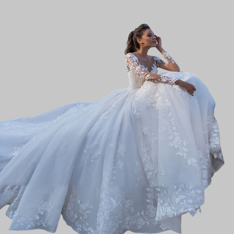 Enchanting Full-Length Lace Bridal Gown